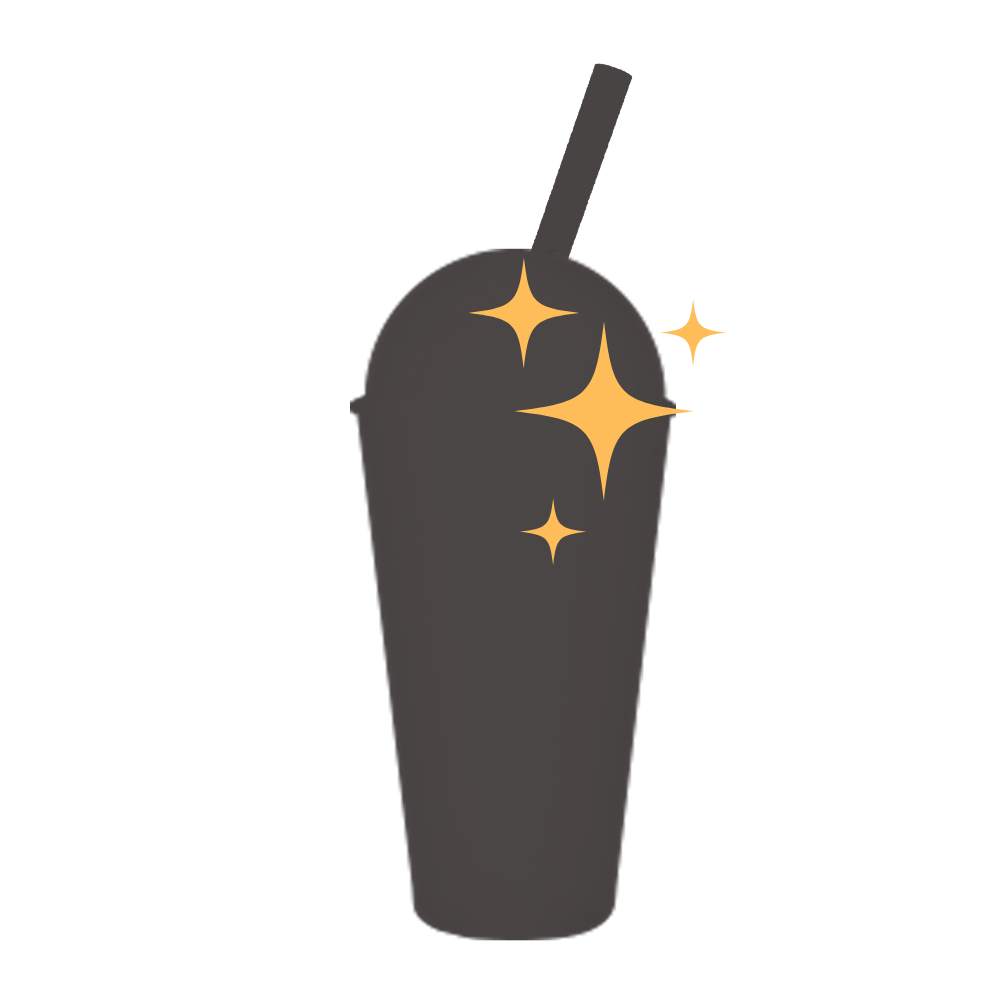 A regular sized milkshake silhouette with yellow sparkles